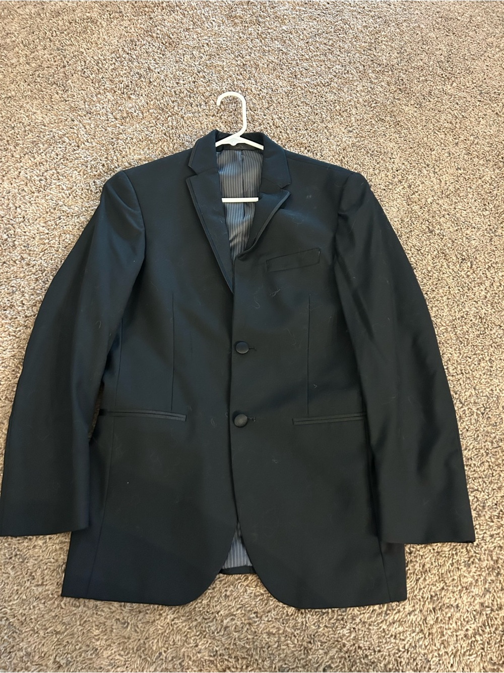 Men's Calvin Klein Slim Fit Black Wool 2-Button Double Vent 36R Blazer Jacket
